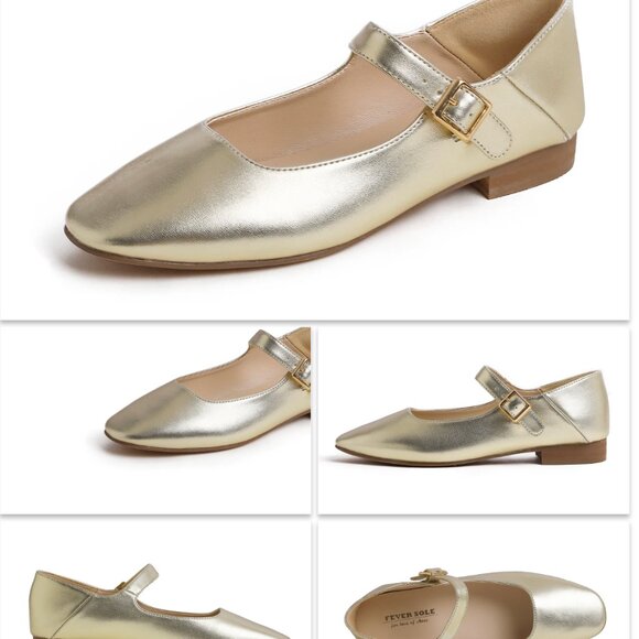 NWOT Fever Sole Gold Metallic Ballet Flats 9 (40) - Picture 2 of 8